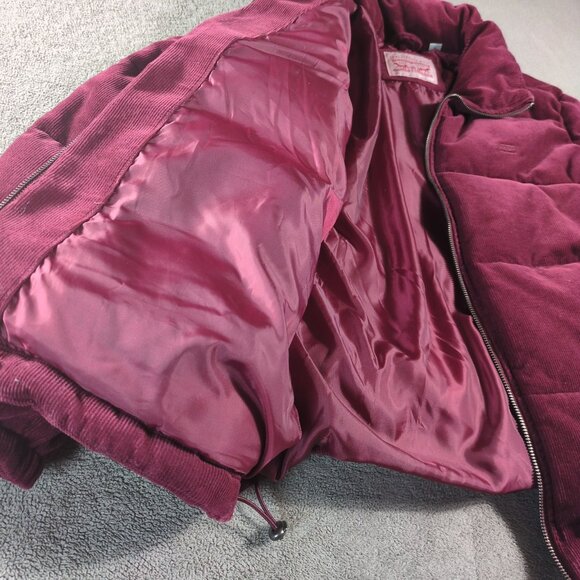 Levi’s Strauss Mens XL Corduroy Puffer Jacket Burgundy Maroon Winter - Picture 10 of 11